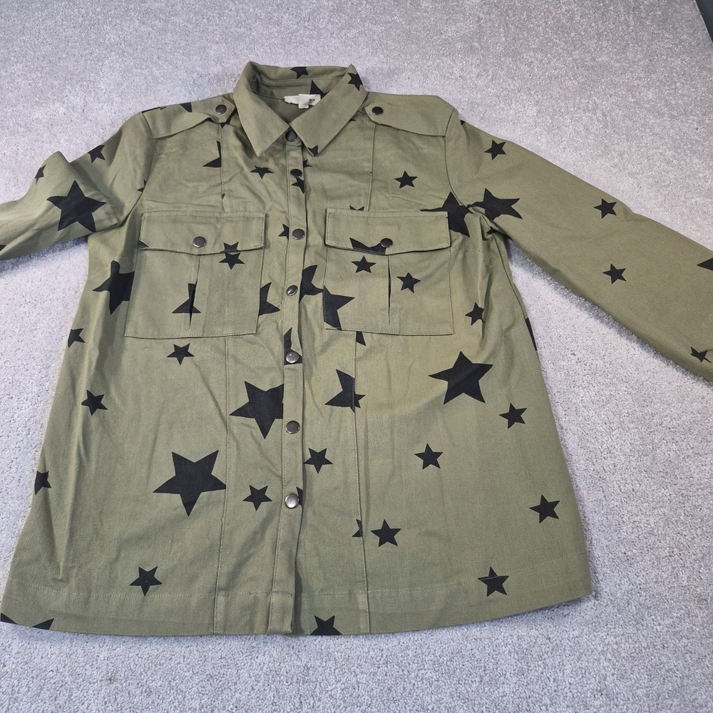 Military Jacket Promesa Alpha Bravo Star-Print Olive Green size Womens Small